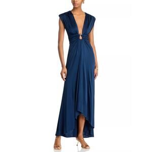 NWT Ramy Brook Arden Plunging Neck Dress Spring Navy Size XS